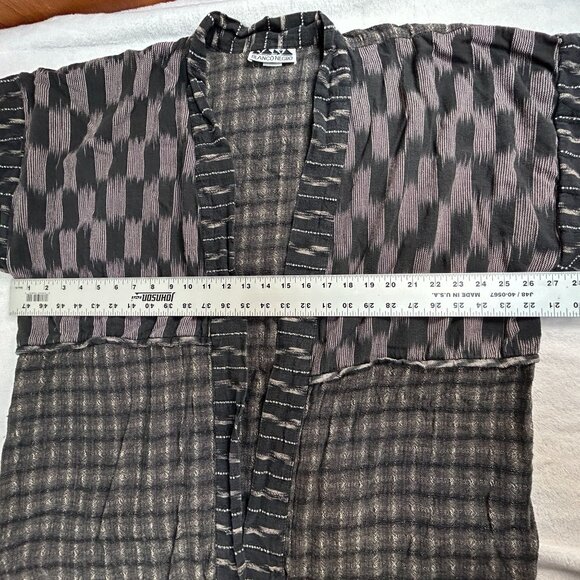 Blanco Negro Womens Open Front Kimono Cardigan Jacket Small Black Cotton Pockets - Picture 8 of 9